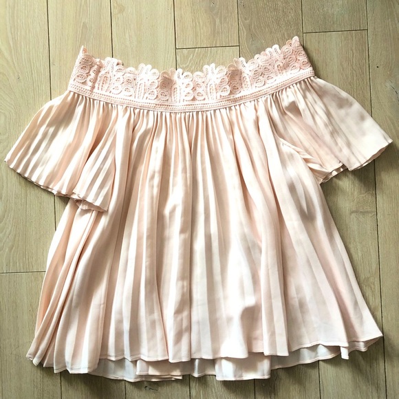 Seed Heritage Pleated Off Shoulder Top in Light Pink Size S - Picture 1 of 10